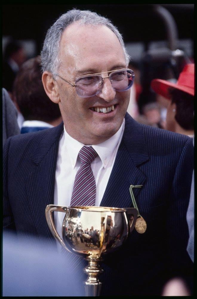 Dennis Gowing, winning horse owner, at the Melbourne Cup in 1985.